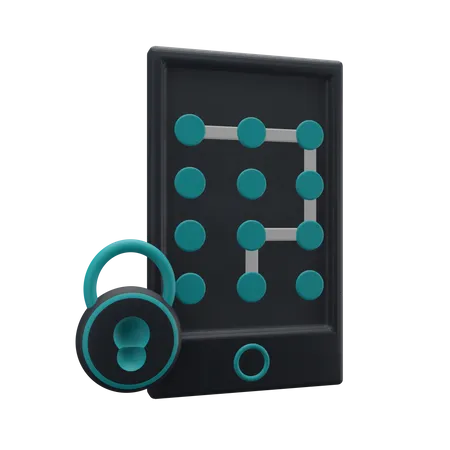 Mobile Pattern Lock  3D Illustration