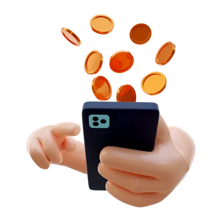 Hand Holding Handphone For Digital Payment 3D Illustration