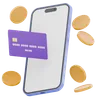 Mobile Payment Concept With Credit Card And Coins