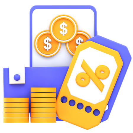 Mobile Payment Discount  3D Icon