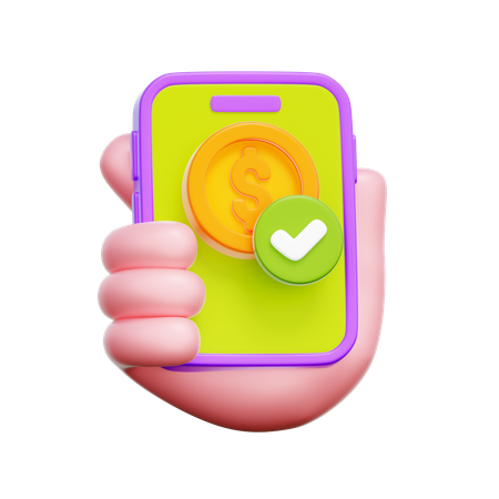 Mobile Payment Success  3D Icon