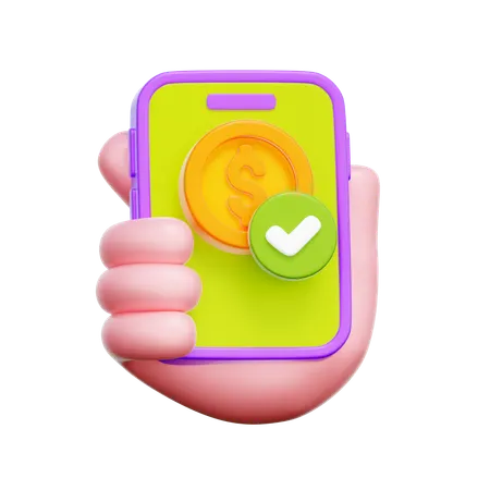Mobile Payment Success  3D Icon