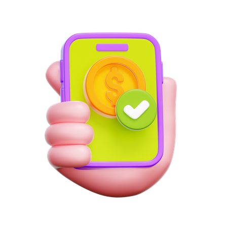 Mobile Payment Success  3D Icon
