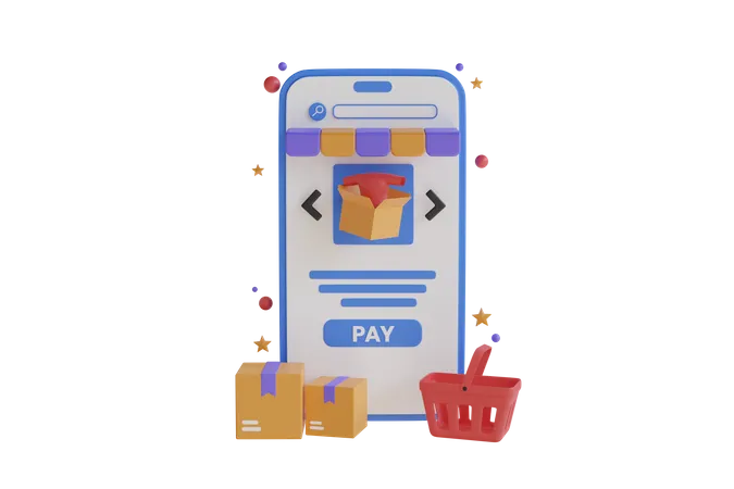 Mobile Payments Concept Pay Button On Smartphone Transaction Shopping Online On Mobile Phone Application 3 D Rendering 3D Illustration