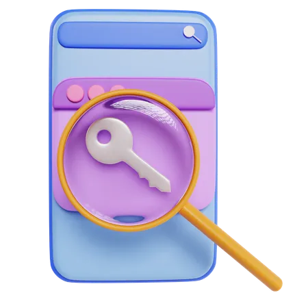 Mobile Phone For Keyword Research  3D Icon