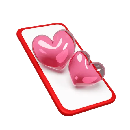 Mobile phone with heart  3D Icon