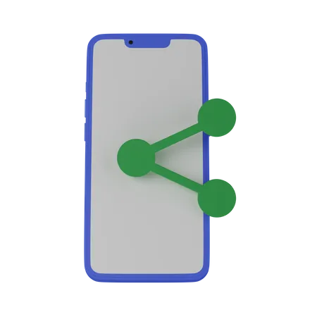 Mobile phone with share  3D Icon