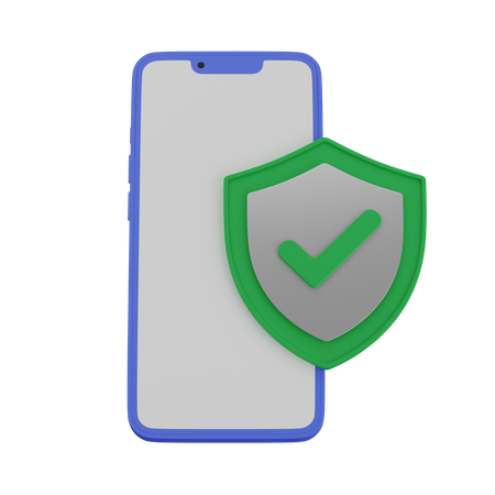 Mobile phone with shield  3D Icon