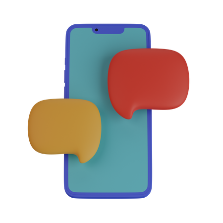 Mobile phone with speach bubble  3D Icon