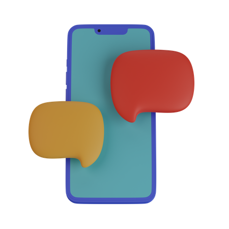 Mobile phone with speach bubble 3D Icon