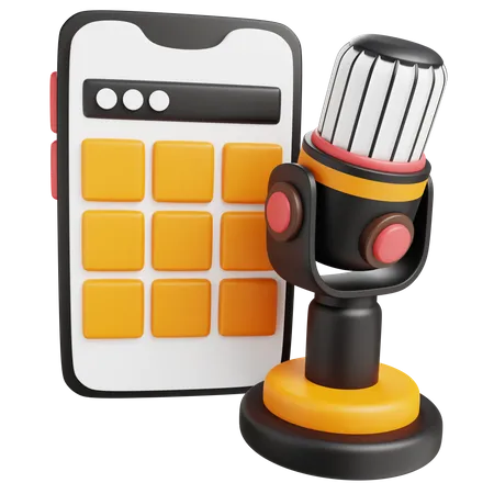 3 D Mobile Poadcast With Isolated Background 3D Icon