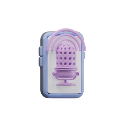 Phone With Podcast Microphone 3 D Illustration 3D Icon