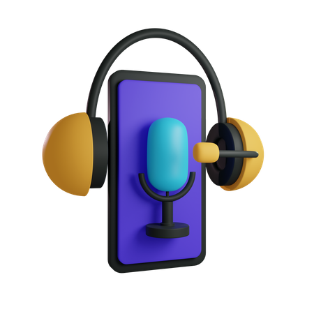 Mobile Podcast Listening 3D Illustration