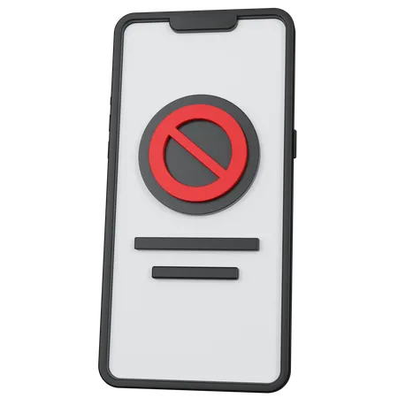 3 D Rendering Black Smartphone With The Prohibition Icon Sign Isolated 3D Icon