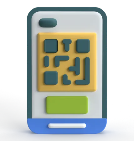 Mobile QR Code  3D Icon