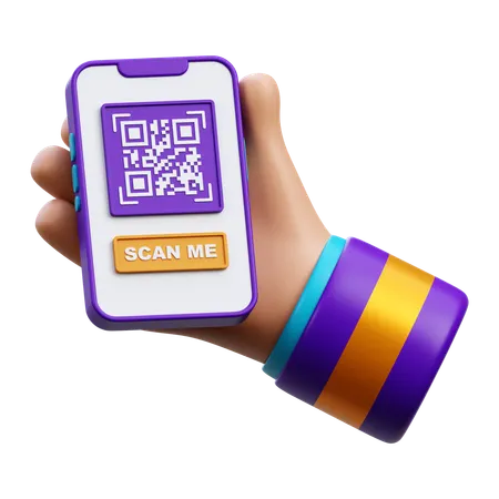 Code QR mobile  3D Icon