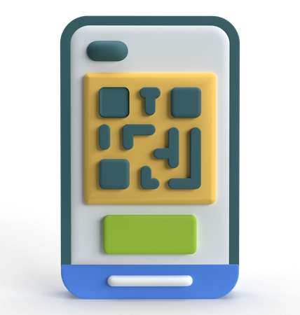 Mobile QR Code  3D Icon