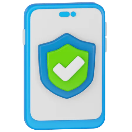 Mobile Phone Security And Protection Shield 3D Icon
