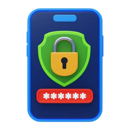 Mobile Security 3 D Icon Mobile Protection 3 D Icon 3D Icon