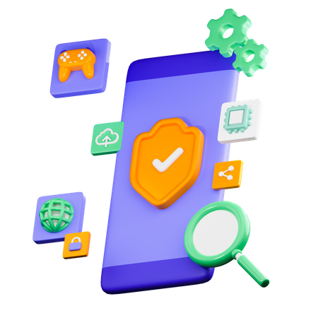 Mobile Security  3D Icon