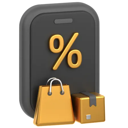 3 D Icon Of A Shopping Sale On A Mobile Phone 3D Icon