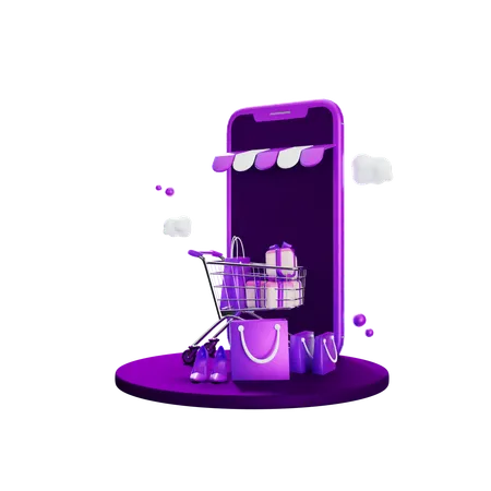 Mobile Shopping  3D Icon