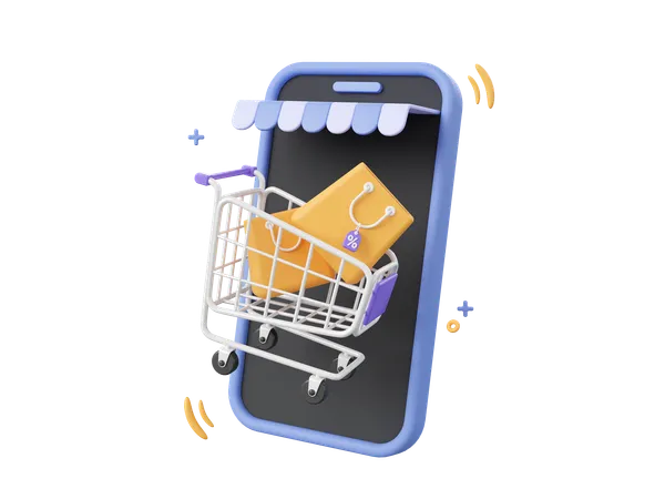 Mobile Shopping  3D Icon