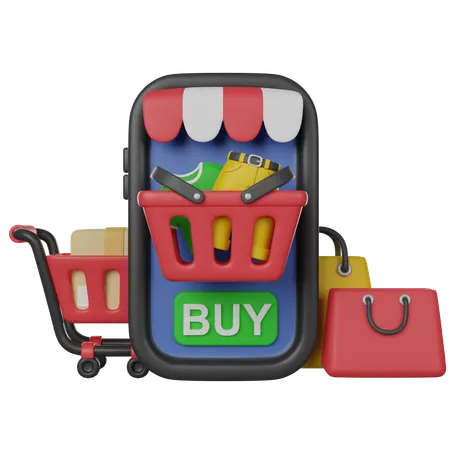 Mobile Shopping  3D Icon