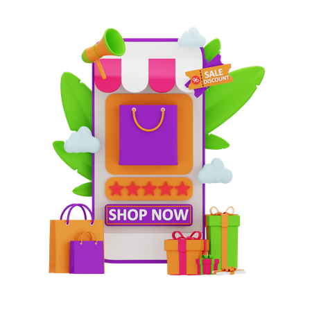 Mobile Shopping  3D Icon