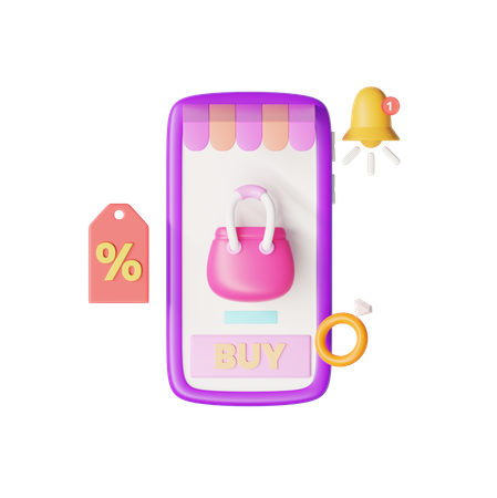 Mobile Shopping  3D Icon