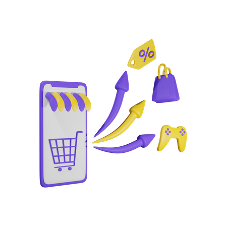 Mobile Shopping  3D Illustration