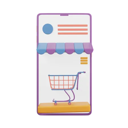 Mobile Shopping  3D Illustration