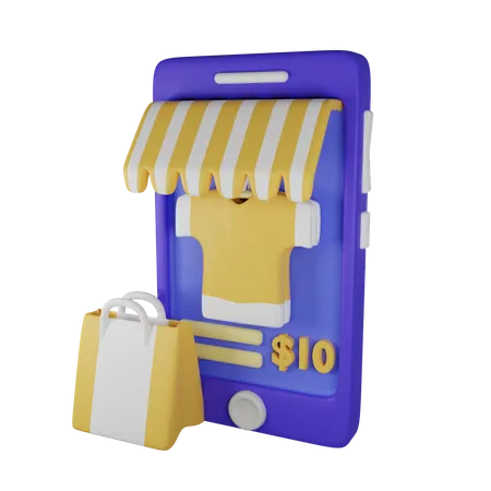 Mobile Shopping  3D Illustration