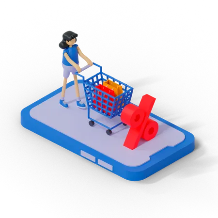 3 D Shopping Online Illustration 3D Illustration