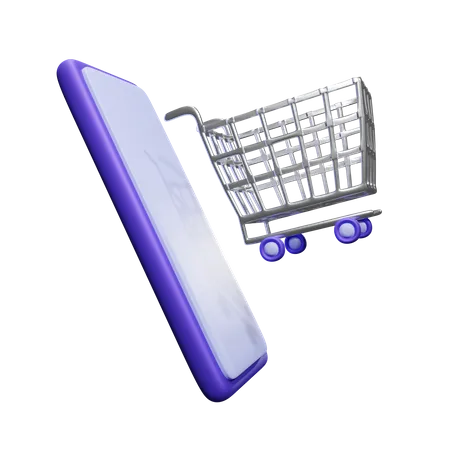 Mobile Phone With Shopping Cart Download This Item Now 3D Icon