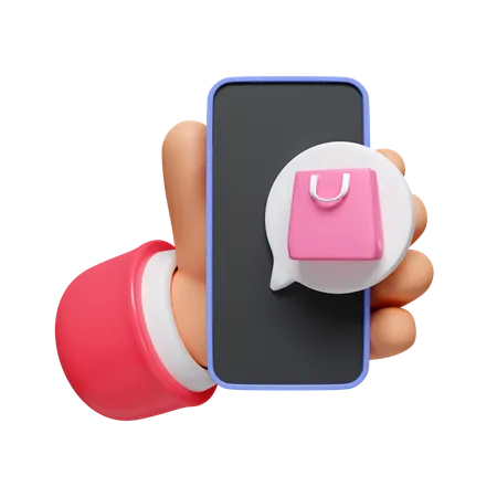 3 D Hand Holding Smartphone Shopping Online Pass Phone In Hand Holding Shop Purchase Basket Retail Store On E Commerce Icon Isolated On White Background 3 D Rendering Illustration Clipping Path 3D Icon
