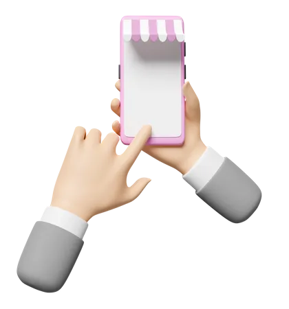3 D Businessman Hand Holding Smartphone Mobile Phone Isolated Screen Phone Template Or Phone Mockup Concept 3D Icon