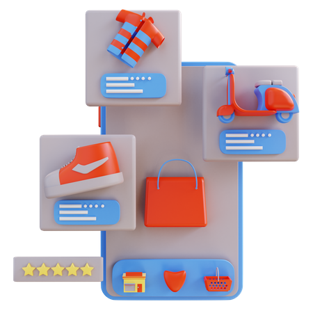 Mobile Shopping App 3D Illustration
