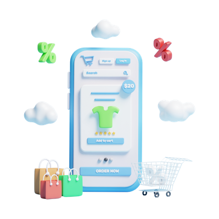 Mobile Shopping App  3D Icon