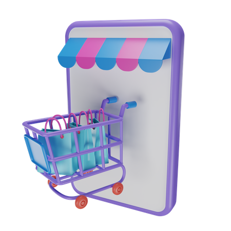 Mobile Shopping Application  3D Icon