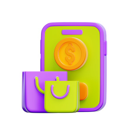 모바일 쇼핑백  3D Icon