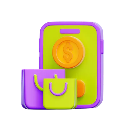 모바일 쇼핑백  3D Icon