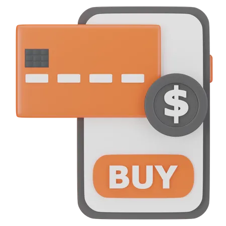 Mobile Shopping Credit Card  3D Icon