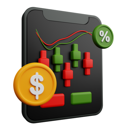 Mobile Stock Monitoring  3D Icon