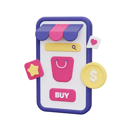 Mobile Store Icon 3D Illustration