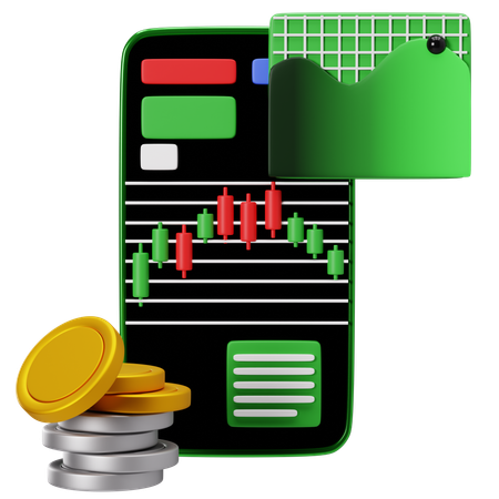 Mobile Trading App Interface Design  3D Icon