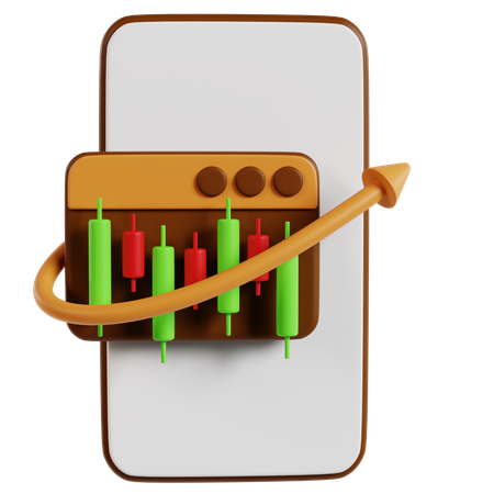 Mobile Trading Market Growth  3D Icon