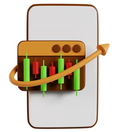 Mobile Trading Market Growth  3D Icon