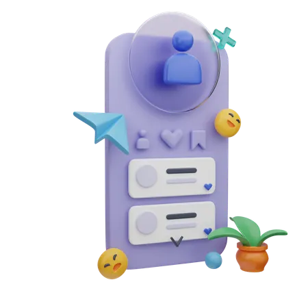 Mobile User Profile Setup  3D Illustration
