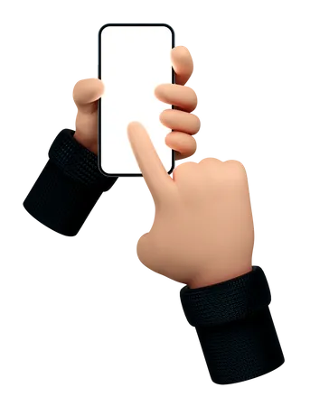 Mobile using hand gesture  3D Illustration